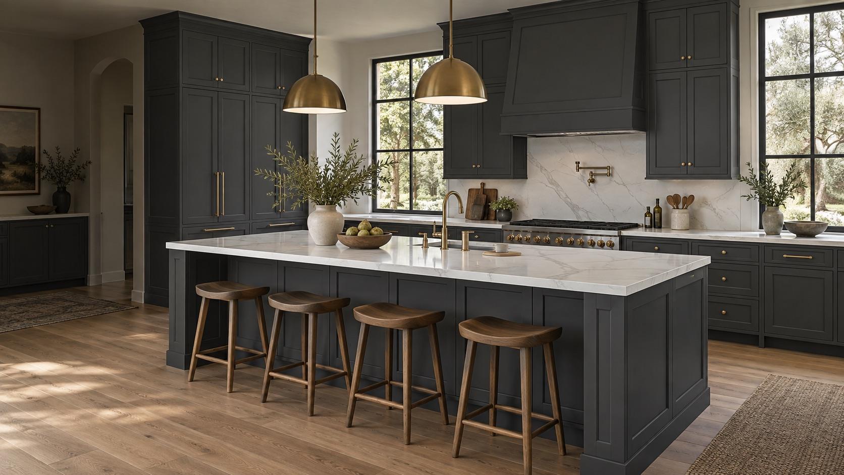Shaker Dark Grey kitchen inspiration — illustrative rendering