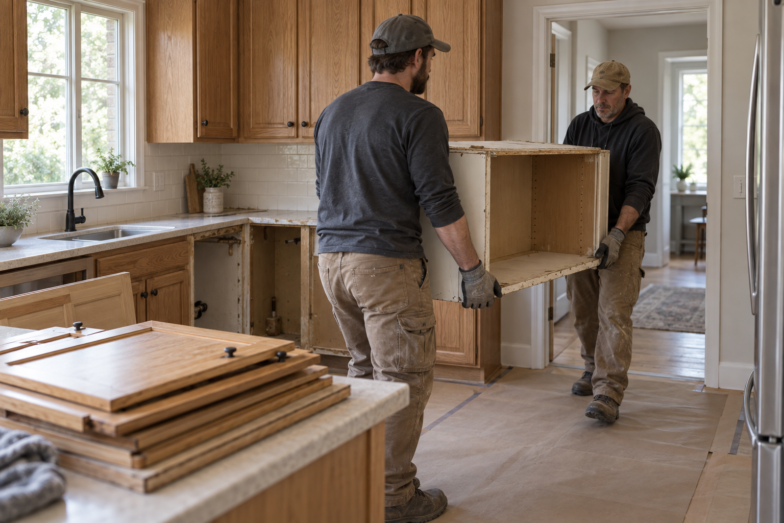 Carefully removing existing cabinetry